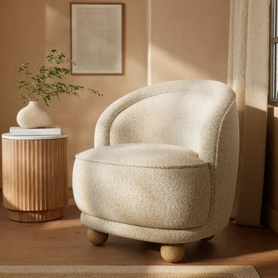 Dunelm Amina Fleck Chenille Ball Foot Tub Chair