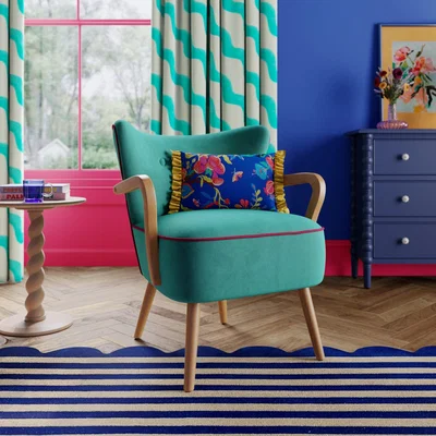 Dunelm Eliza Velvet Contrast Piping Occasional Armchair