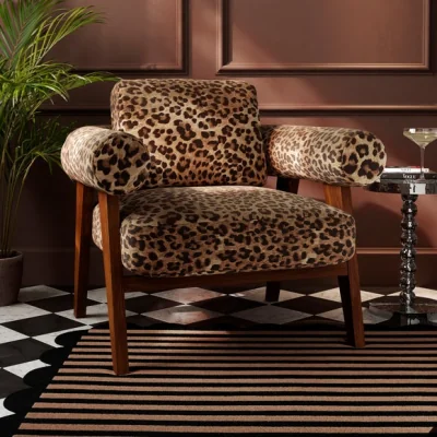Dunelm Brynn Leopard Print Velvet Accent Chair
