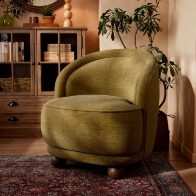 Dunelm Amina Chenille Ball Foot Tub Chair