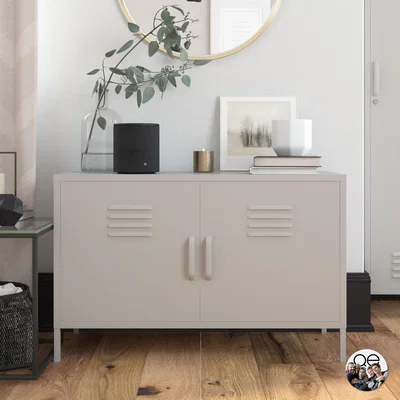 Dunelm Queer Eye Bradford 2 Door Metal Accent Cabinet Taupe