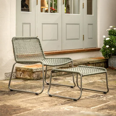 Dunelm Lydden Lounge Chair with Footstool Green