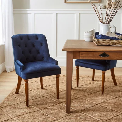 Dunelm Beatrice Button Back Dining Chair, Luxe Navy Velvet