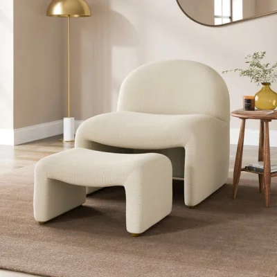 Dunelm Monty Ribbed Chenille Accent Chair And Footstool