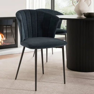 Dunelm Kendall Dining Chair with Black Legs, Chenille