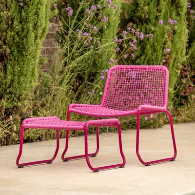 Dunelm Lydden Lounge Chair with Footstool Pink