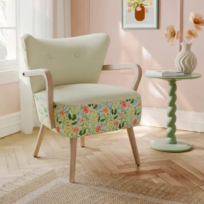 Dunelm Eliza Spring Floral Print Wooden Occasional Armchair