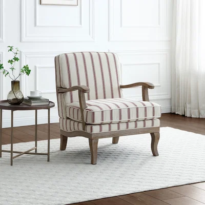 Dunelm Return - Esme Woven Folkstone Stripe Occasional Chair, Mulberry