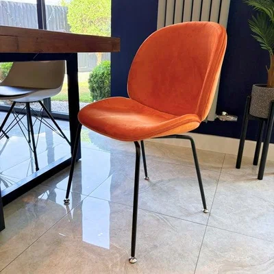Dunelm Fusion Living Luxurious Velvet Dining Chair with Black Metal Legs
