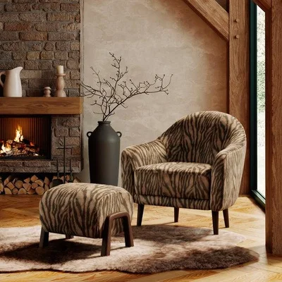 Dunelm Kaspar Zebra Print Faux Fur Tub Chair