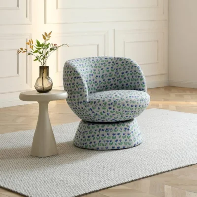 Dunelm Tulip Floral Print Curved Swivel Accent Chair