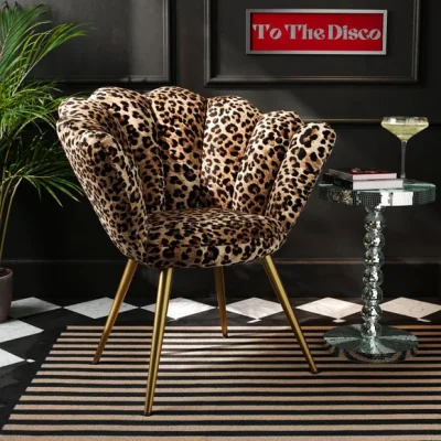 Dunelm Vivian Leopard Print Velvet Cocktail Chair