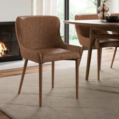 Dunelm Montreal Set of 2 Fully Upholstered Dining Chairs, Faux Leather