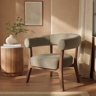 Dunelm Reevi Chenille Wooden Accent Chair