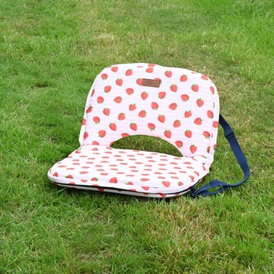 Dunelm Strawberries & Cream 5 Position Fold Flat Picnic Chair with Carry Handle Pink