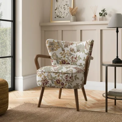 Dunelm Eliza Aspley Print Textured Weave Wooden Occasional Chair