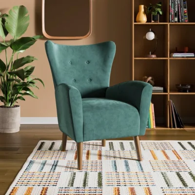 Dunelm Sven Modern Velvet Wing Chair