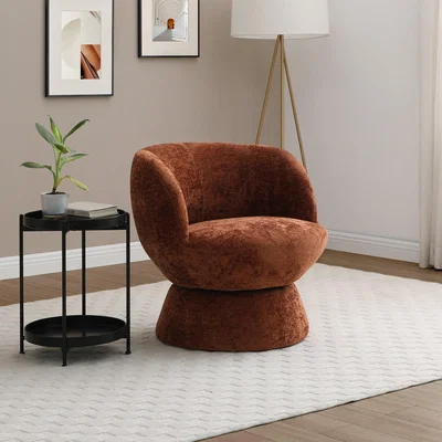 Dunelm Tulip Chenille Curved Swivel Accent Chair Orange