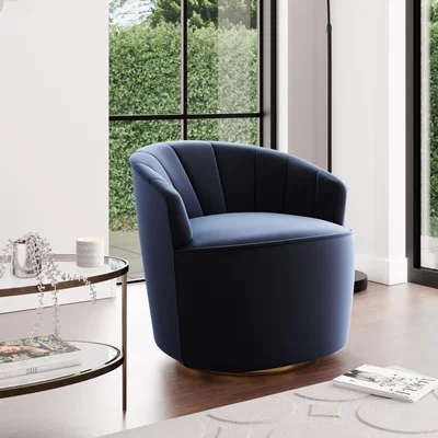 Dunelm Matilda Velvet Swivel Chair Navy