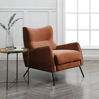 Dunelm Clara Velvet Accent Chair Velvet Orange Umber
