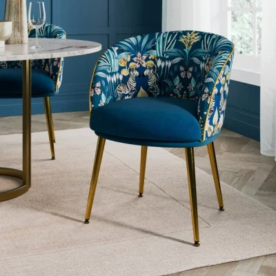 Dunelm Bella Dining Chair, Utopia and Teal Velvet