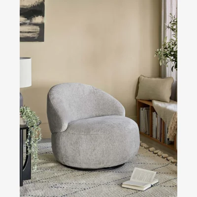 Danetti Daphne light grey weave swivel accent chair
