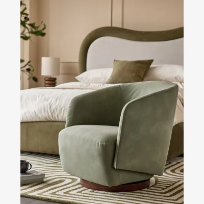 Danetti Natalia sage green faux leather swivel accent chair