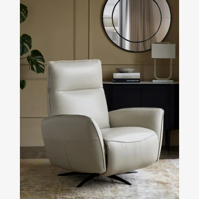 Danetti Aiden natural grey leather massage recliner accent chair