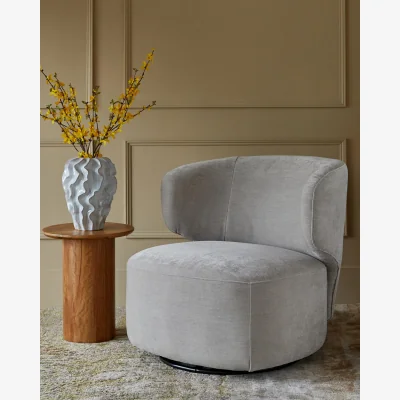 Danetti Landon light grey fabric swivel accent chair