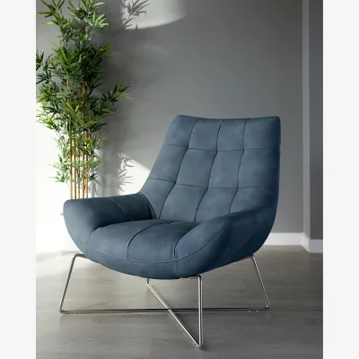 Danetti Canio Navy Faux Leather Accent Chair