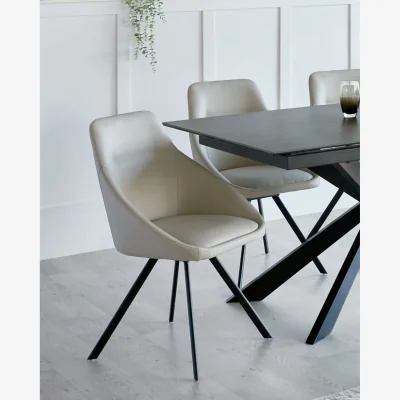 Danetti Cleo Light Grey Faux Leather Swivel Chair