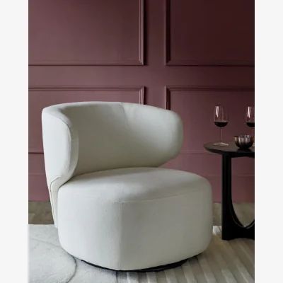 Danetti Landon ivory boucle swivel accent chair