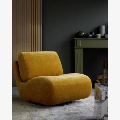 Danetti Frances ochre fabric swivel accent chair