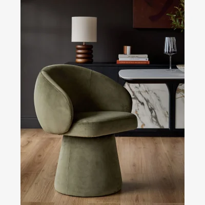 Danetti Darcy olive green velvet swivel chair