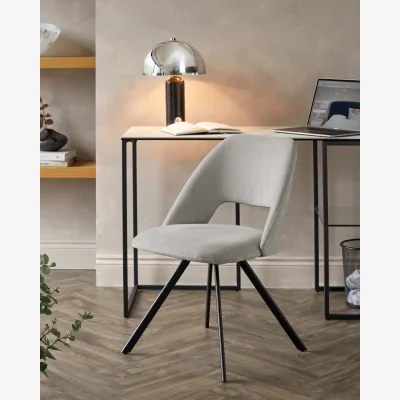 Danetti Lottie Swivel Black Metal Chair Mid Grey Soft Weave