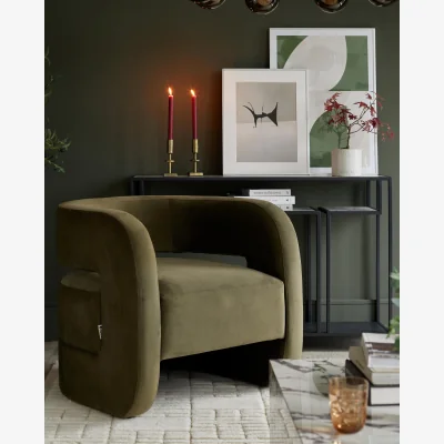 Danetti Silas olive green velvet accent chair