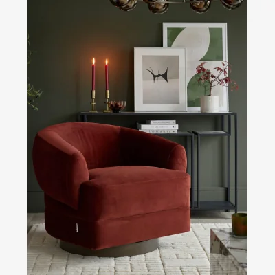 Danetti Callan toffee red velvet swivel accent chair