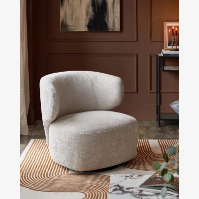 Danetti Landon natural fabric swivel accent chair