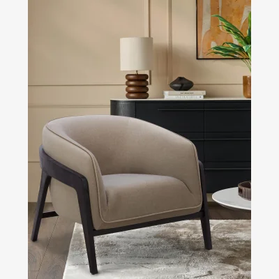 Danetti Palmer mocha plush fabric occasional chair