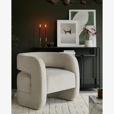 Danetti Silas natural grey fabric accent chair