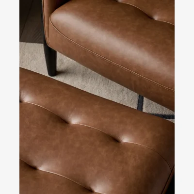 Danetti Ember tan leather occasional chair with footstool
