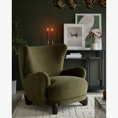 Danetti Harlan olive green velvet accent chair