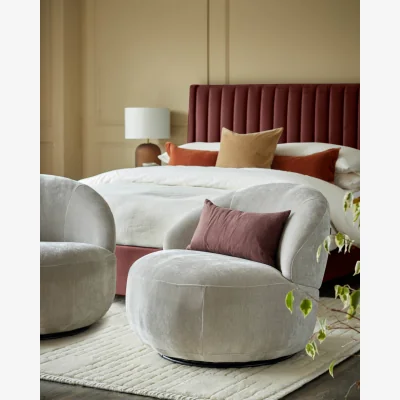 Danetti Daphne Light Grey Fabric Swivel Accent Chair