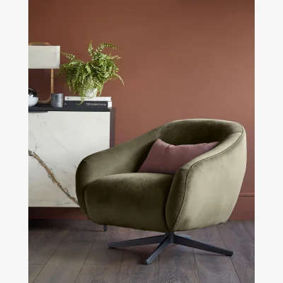 Danetti Soren olive green velvet swivel accent chair