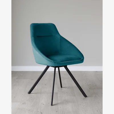 Danetti Cleo Dark Teal Velvet Swivel Chair
