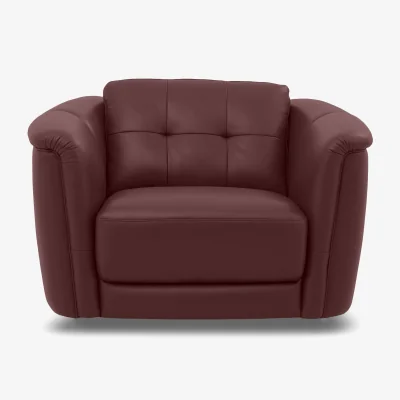 Furniture Village Monarch Leather Cuddler Chair - Montana Ruby