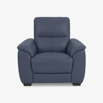 Furniture Village World of Leather - Saffron BV Leather Chair with Power Recliner - BV Ocean Blue