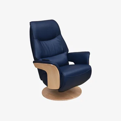 Furniture Village Olaf Leather Power Swivel Recliner Chair - Navy