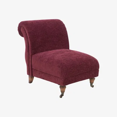 Furniture Village Boutique Chatterley Accent Chair - Bolero Boysenberry with Walnut Castors