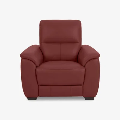 Furniture Village World of Leather - Saffron BV Leather Chair with Power Recliner - BV Deep Red